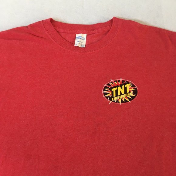 #79 Port & Company Core Cotton TNT Fireworks Red Short Sleeve Mens T-shirt Sz XL - Picture 9 of 10